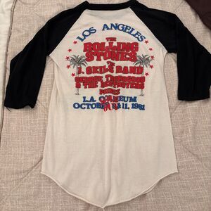 RARE NEVER WORN Vintage 1981 Rolling Stones LA Concert Raglan T-Shirt Size M